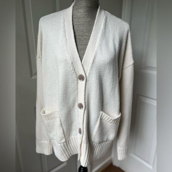 The Drop Womens Brigitte Chunky Button Front Pocket Ribbed Cardigan Whisper XL - Picture 1 of 5